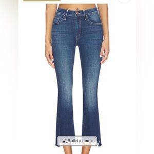 MOTHER Insider crop step fray Dark Blue Cropped Frayed-Hem Jeans/ great cond